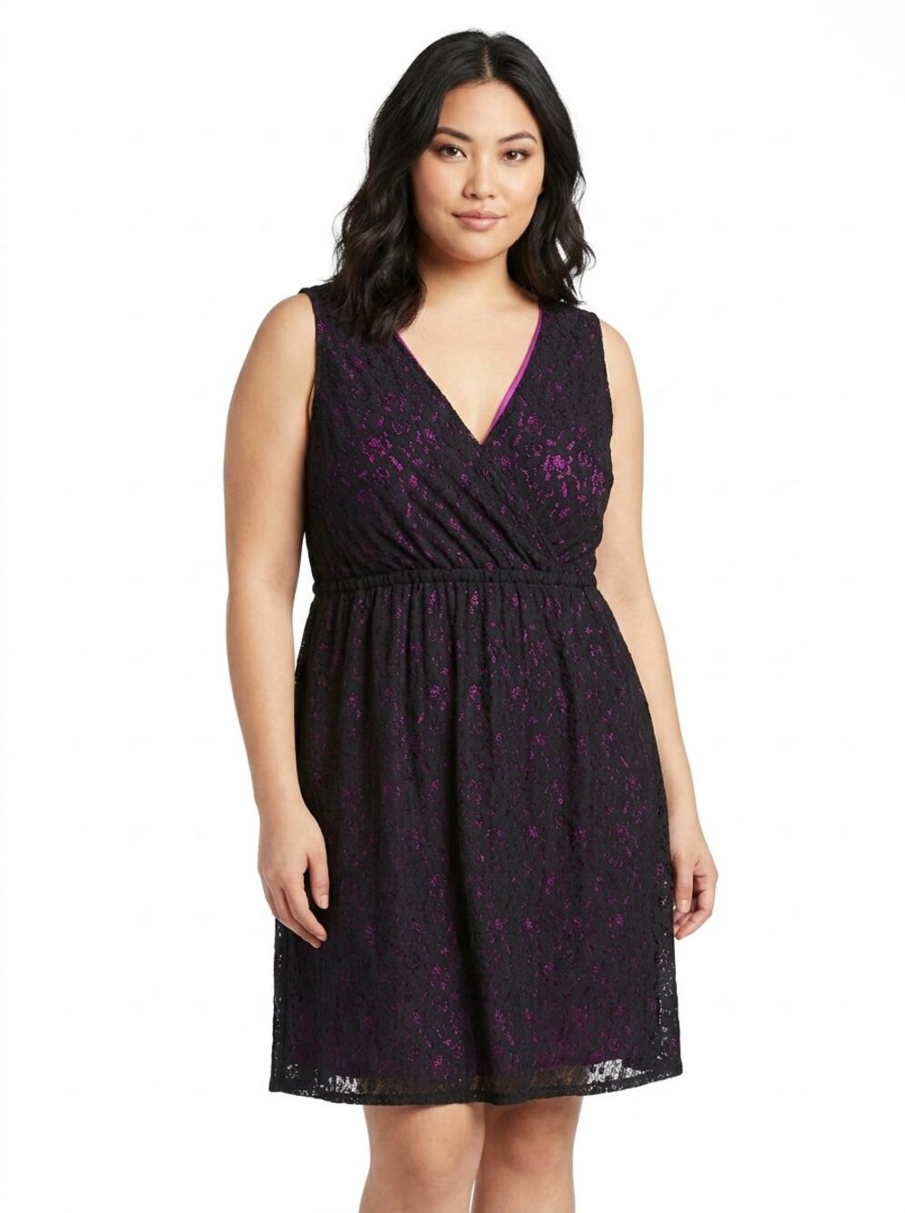 Lane Bryant Black Lace V-Neck Sleeveless A-Line Dress Women Size 18/20